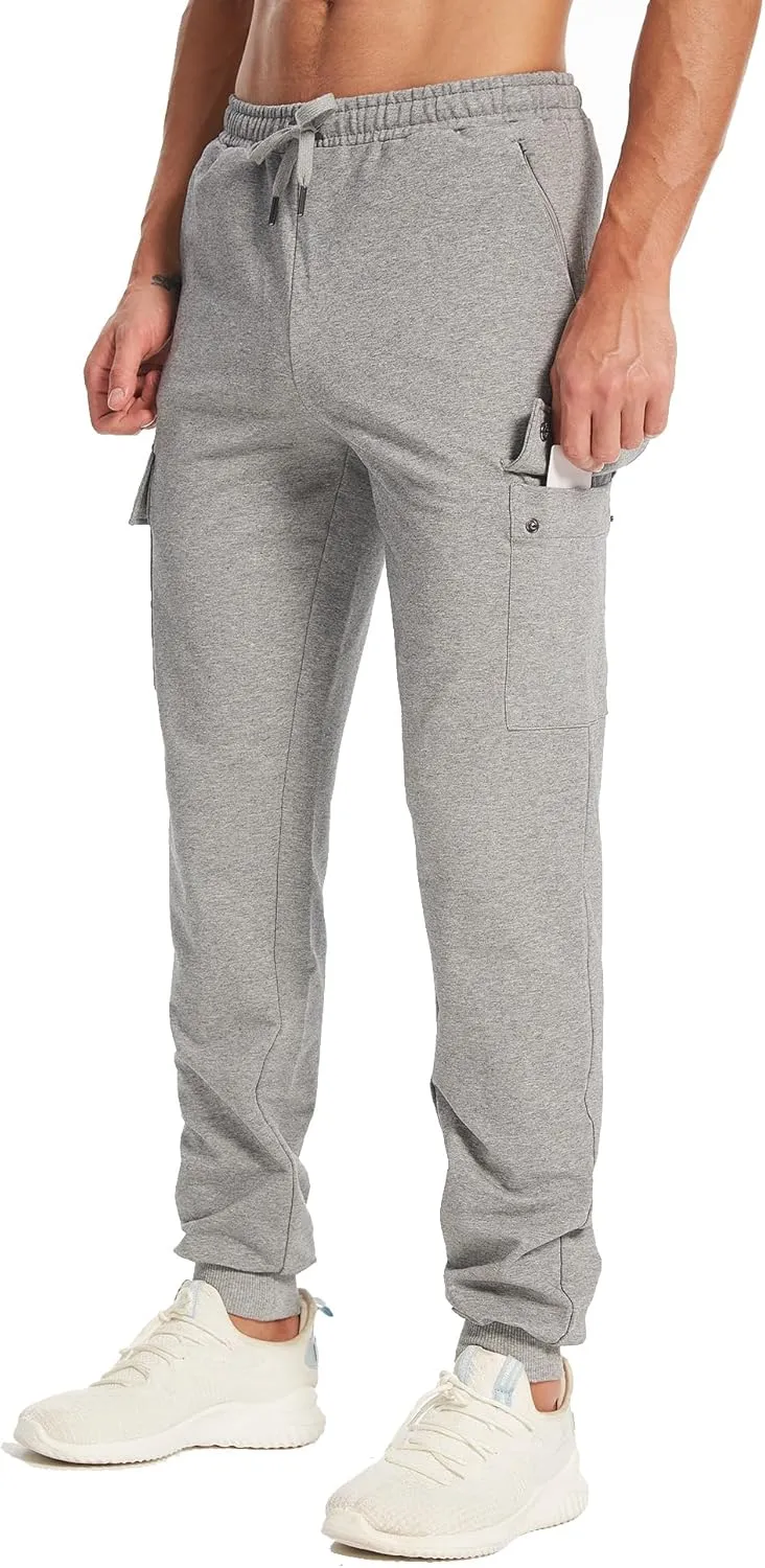 34/36 Inseam Sweatpants for Tall Men Extra Long Joggers Workout Pants with Zipper Pockets