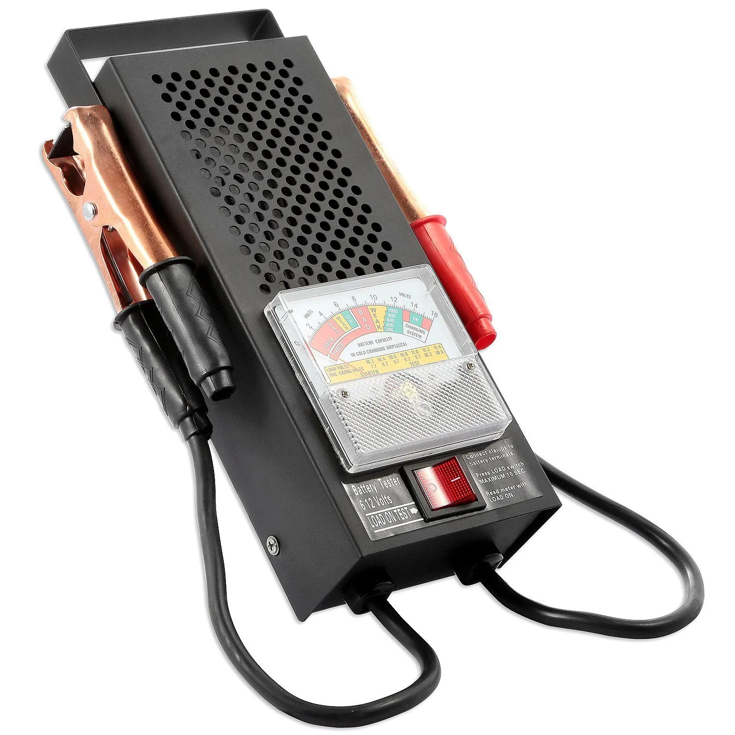 6-12V Automotive Battery Tester with Heavy Duty Insulated Copper Clips