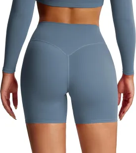 Aoxjox Metamorph Workout Biker Shorts for Women Tummy Control High Waisted Athletic Gym Running Deep V Yoga Short 6"