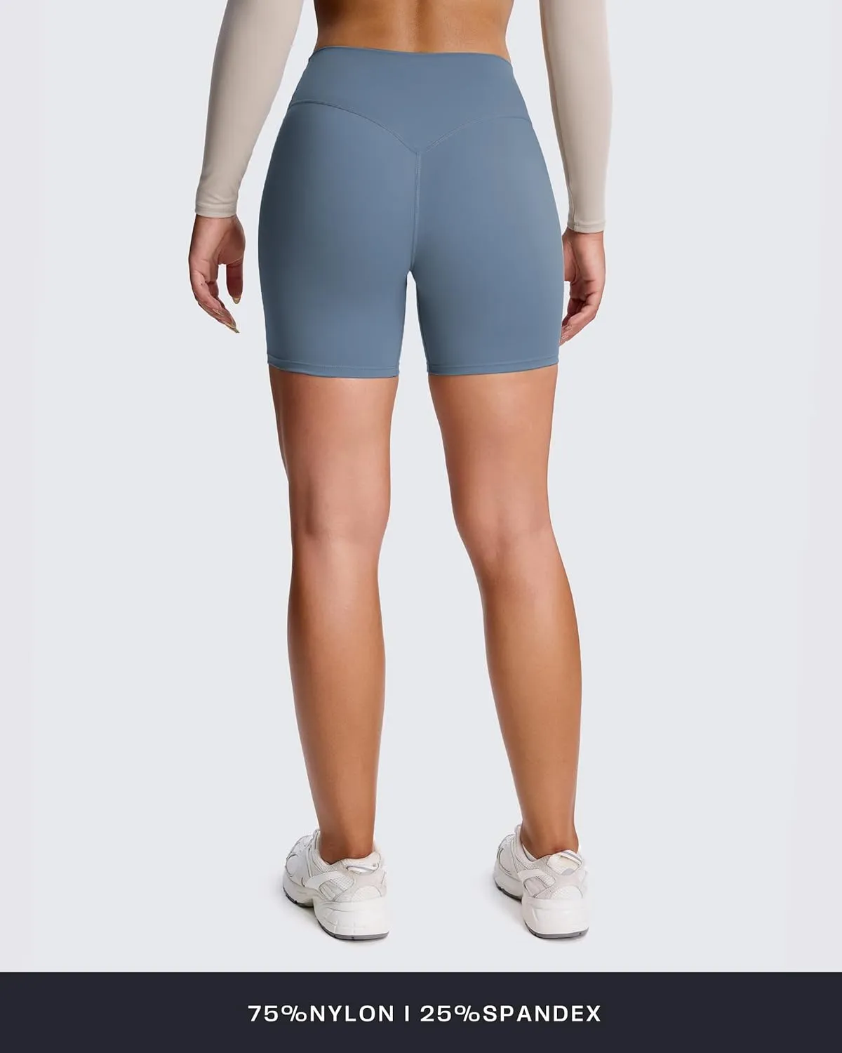 Aoxjox Metamorph Workout Biker Shorts for Women Tummy Control High Waisted Athletic Gym Running Deep V Yoga Short 6"