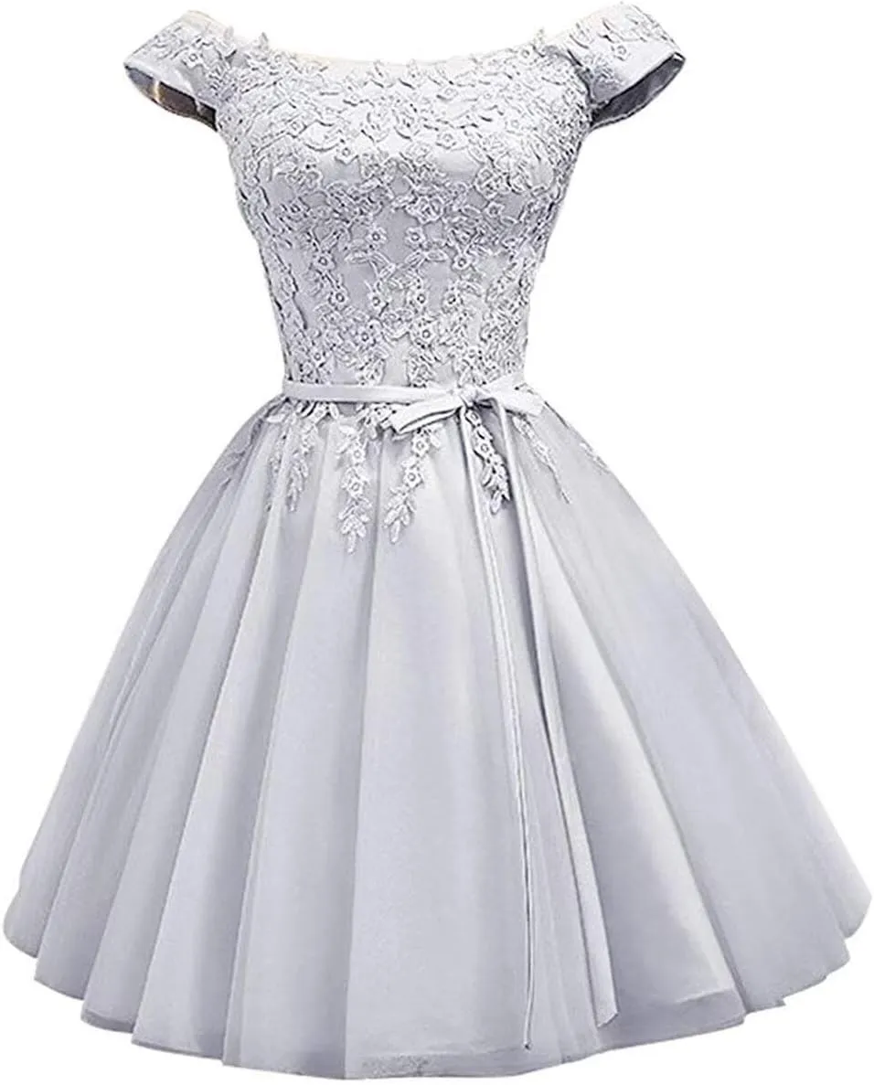Asulla Short Prom Dresses Homecoming Cocktail Dresses Lace Appliques Bridesmaid Dresses for Wedding