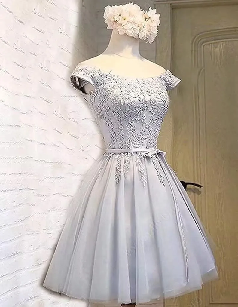 Asulla Short Prom Dresses Homecoming Cocktail Dresses Lace Appliques Bridesmaid Dresses for Wedding