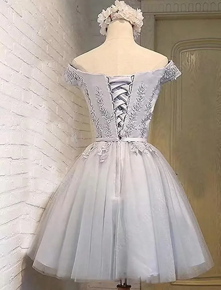 Asulla Short Prom Dresses Homecoming Cocktail Dresses Lace Appliques Bridesmaid Dresses for Wedding
