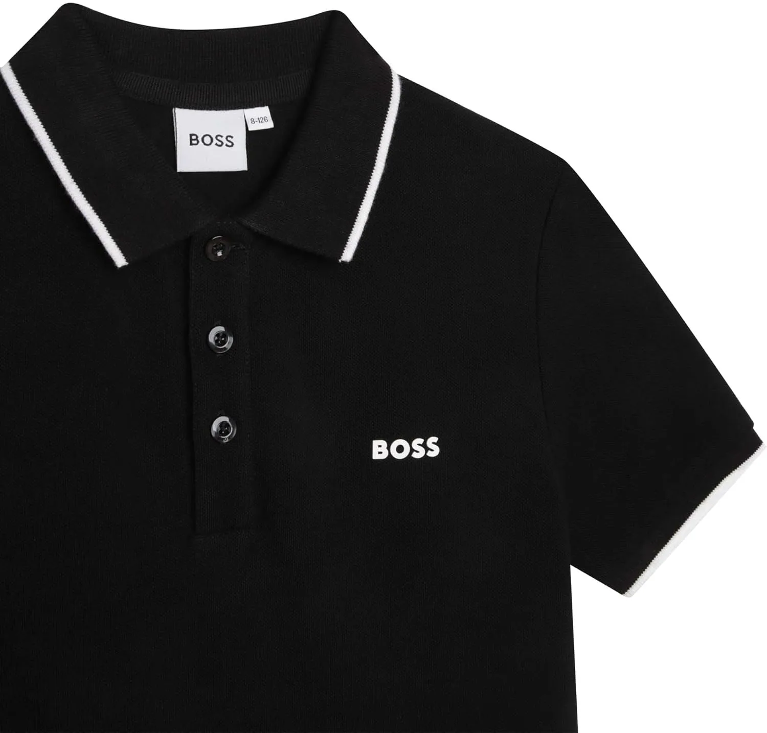 BOSS Boys Short Sleeve Knit Polo Shirt, Soft and Breathable, School Uniform with Striped Collar