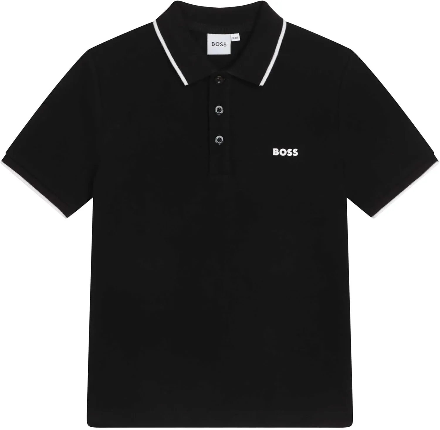 BOSS Boys Short Sleeve Knit Polo Shirt, Soft and Breathable, School Uniform with Striped Collar