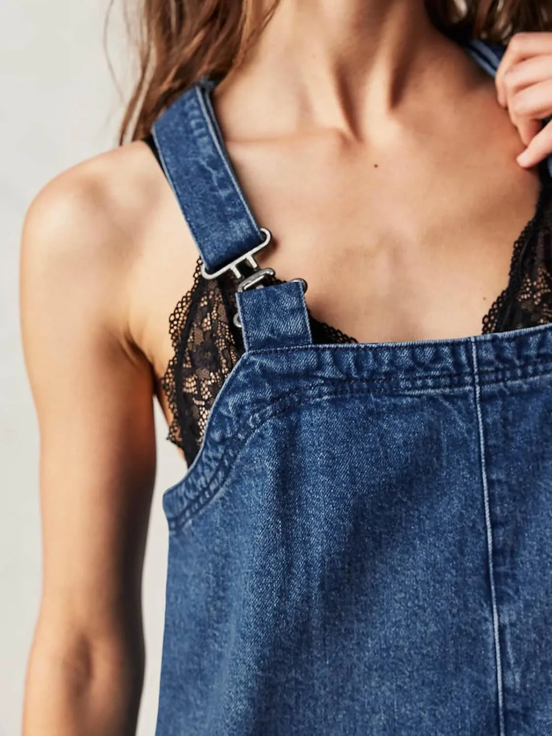 Cicy Bell Womens Denim Overall Dress Cute Summer Mini Jean Dress Adjustable Strap Loose Fit Short Jumper