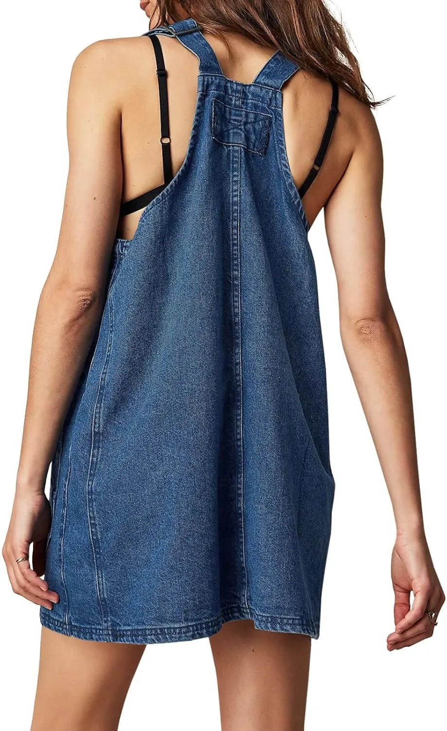 Cicy Bell Womens Denim Overall Dress Cute Summer Mini Jean Dress Adjustable Strap Loose Fit Short Jumper