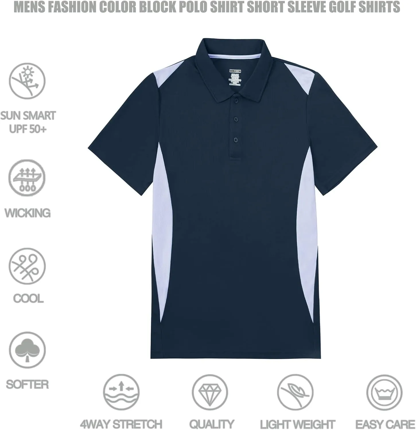 Corna Men's Big and Tall Golf Polo Shirts Moisture Wicking Performance Dry Fit Collared Shirts for Men L-6XL