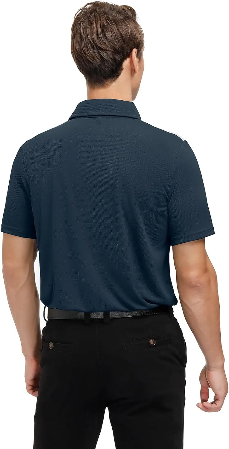 Corna Men's Big and Tall Golf Polo Shirts Moisture Wicking Performance Dry Fit Collared Shirts for Men L-6XL