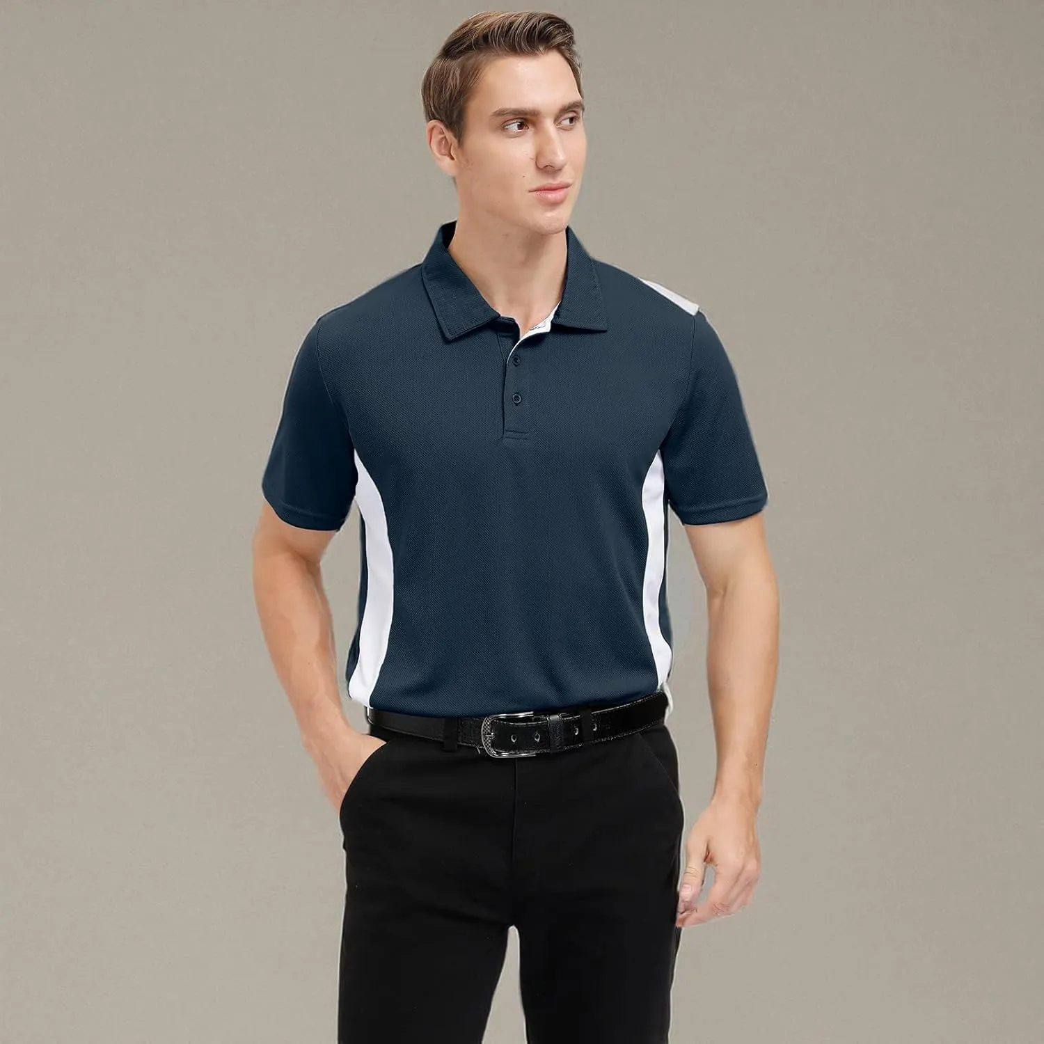 Corna Men's Big and Tall Golf Polo Shirts Moisture Wicking Performance Dry Fit Collared Shirts for Men L-6XL