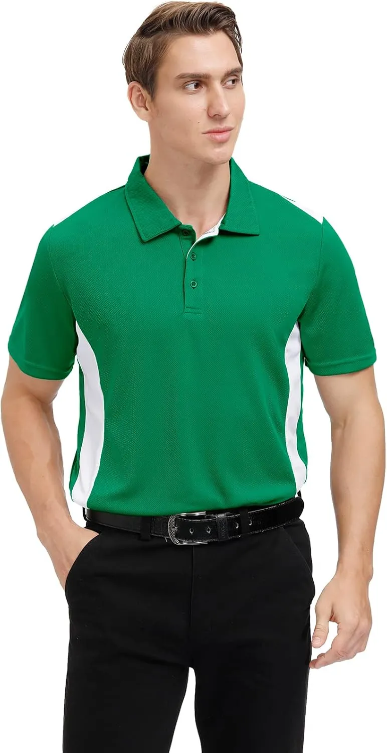 Corna Men's Big and Tall Golf Polo Shirts Moisture Wicking Performance Dry Fit Collared Shirts for Men L-6XL