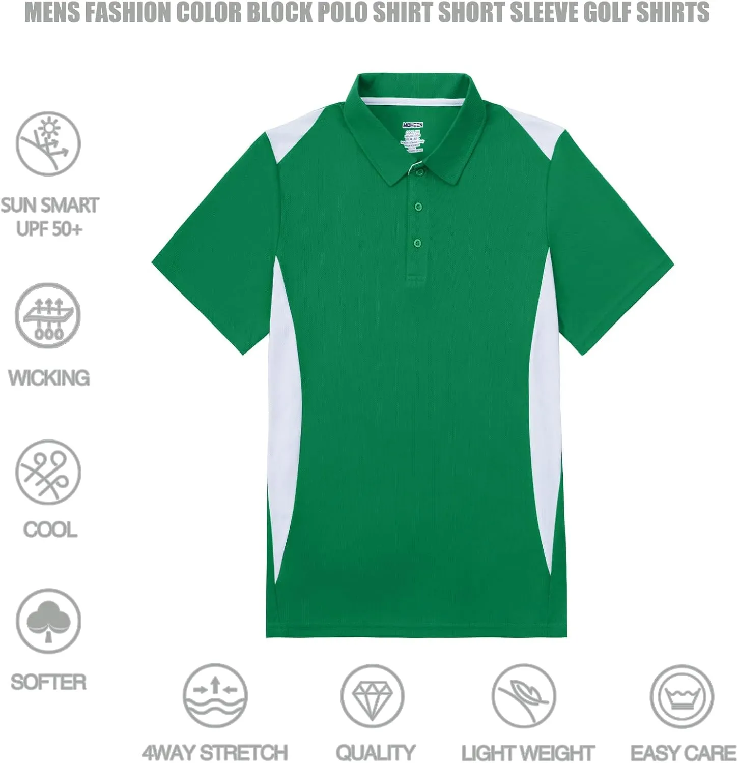 Corna Men's Big and Tall Golf Polo Shirts Moisture Wicking Performance Dry Fit Collared Shirts for Men L-6XL