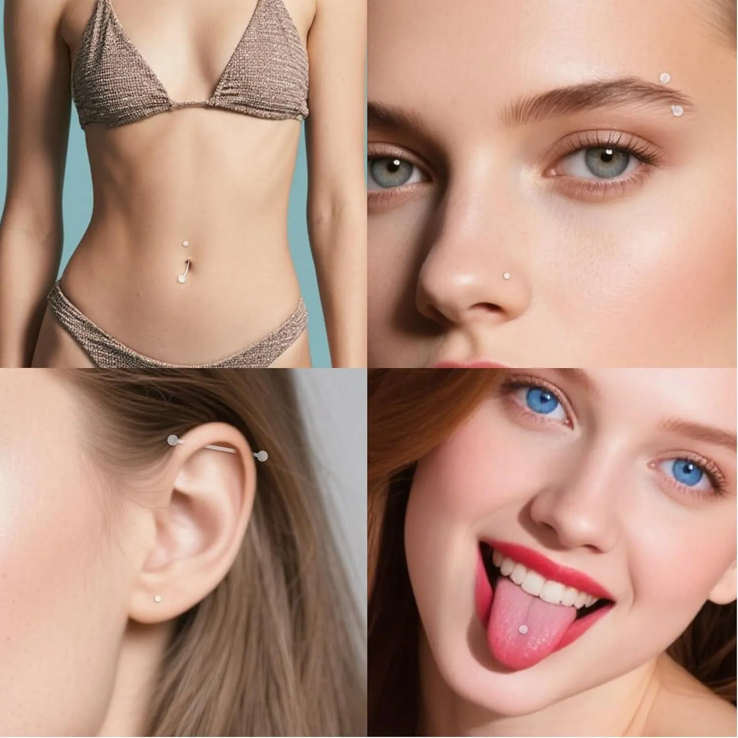 D.Bella Mix Style Clear Piercing Kit Retainer Flexible Lip Nose Eyebrow Nipple Tongue Belly Button Rings Piercing Retainer Bioflex Plastic Industrial Barbell Piercing Retainer