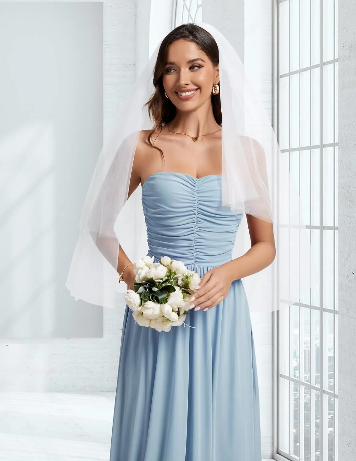 DRESSTELLS Women's 2025 Summer Casual Long Strapless Flowy Elegant Dresses
