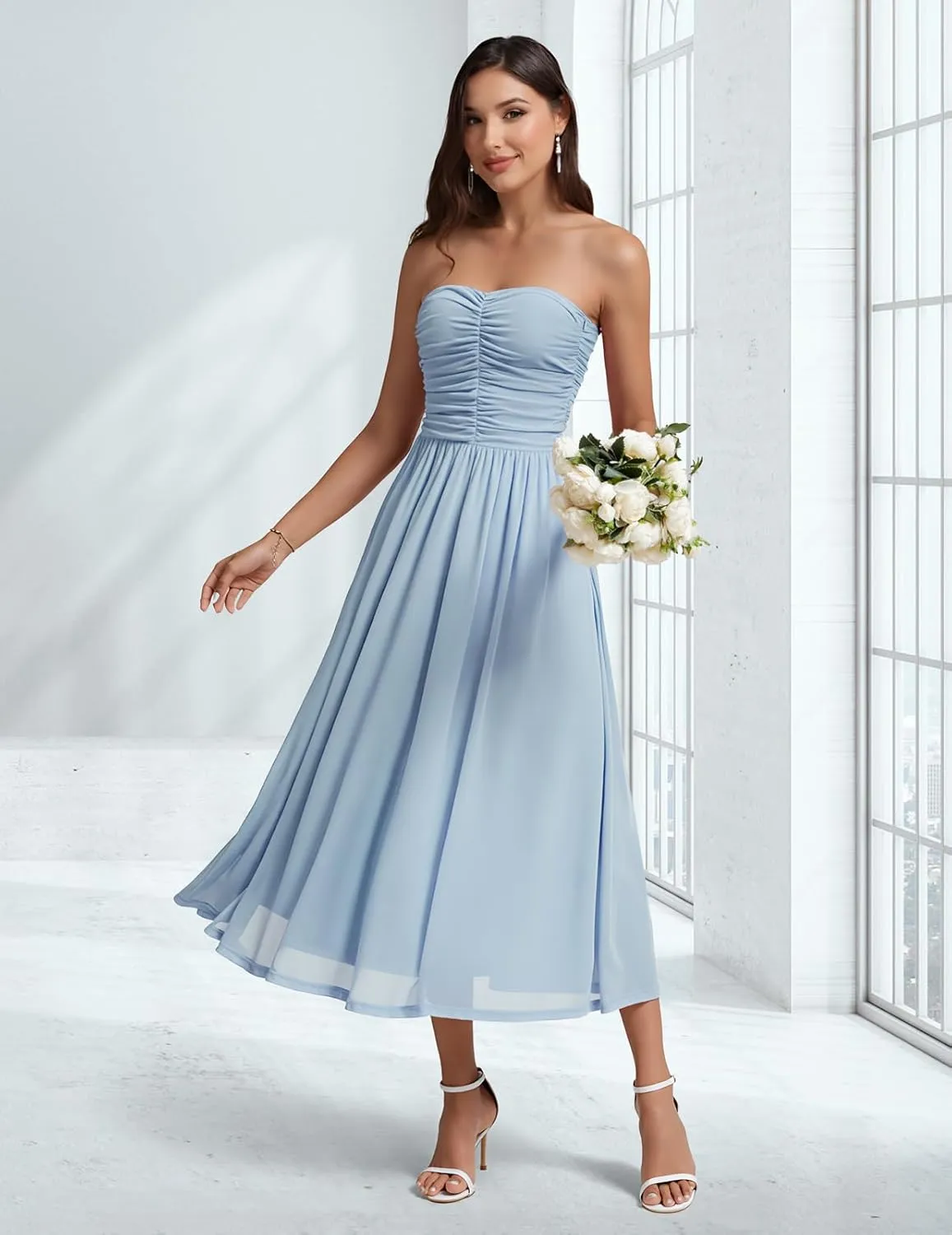 DRESSTELLS Women's 2025 Summer Casual Long Strapless Flowy Elegant Dresses