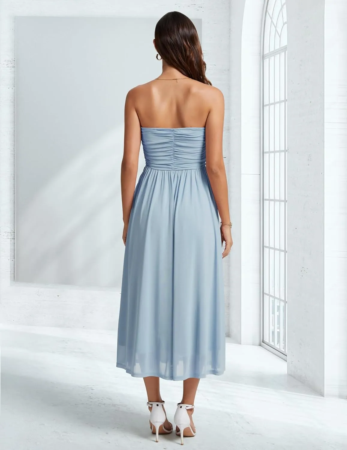 DRESSTELLS Women's 2025 Summer Casual Long Strapless Flowy Elegant Dresses