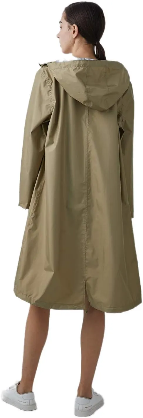 Freesmily Womens Stylish Long Raincoat Rain Jacket with Hood Zipper Button and Pockets Muti Colors Polka Dots