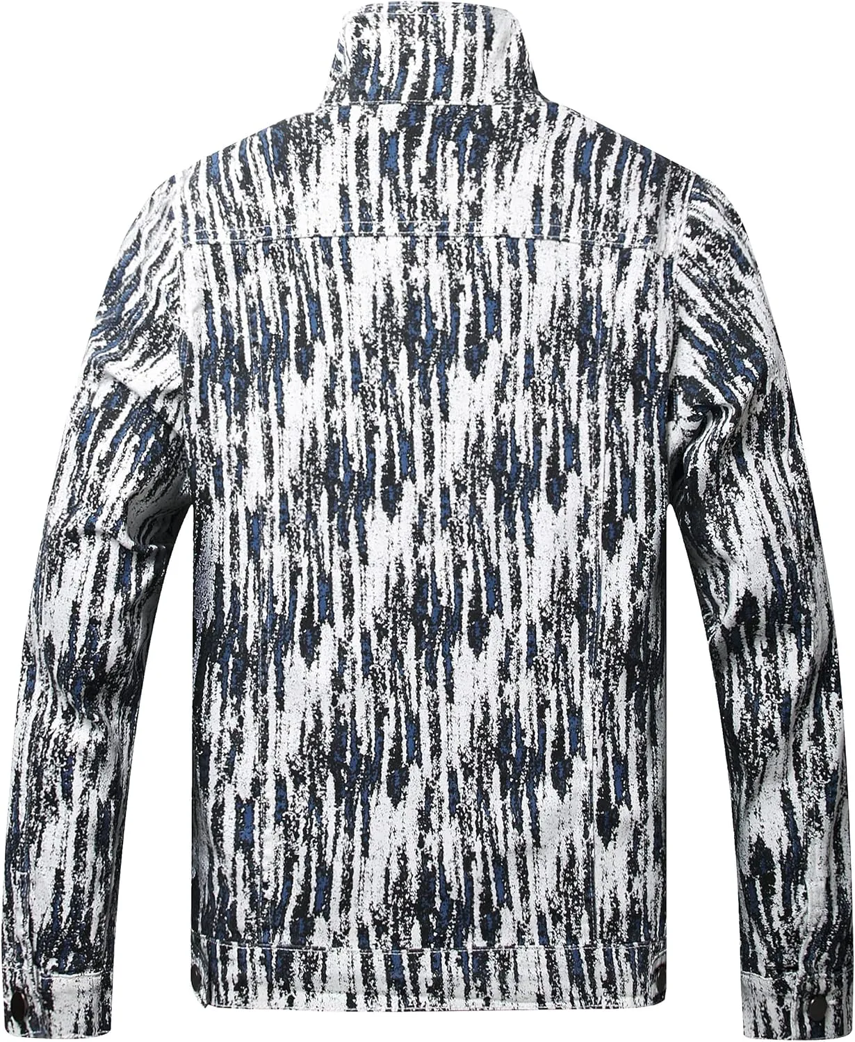 LAMKUKU Mens Denim Jacket Ripped Slim Jean Jacket Coat for Men