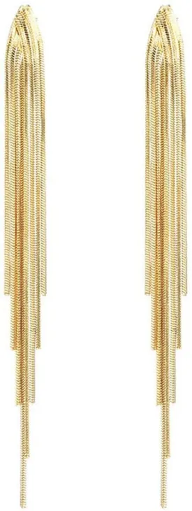 Long Tassel Dangle Earrings for Women Gold Silver Chain Tassel Earrings Punk Sleek Metal Chain Earrings Hypoallergenic Lightweight Tassel Drop Earrings