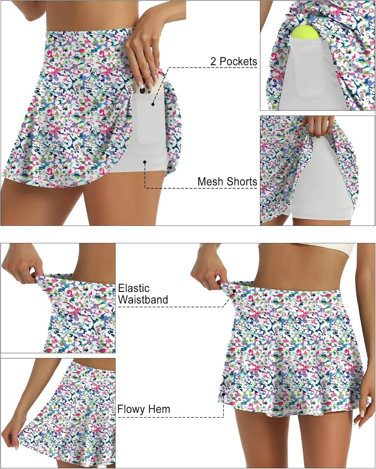 LouKeith Womens Tennis Skirt High Waisted Pleated Golf Skirts Mini Casual Workout Athletic Skorts with Pockets
