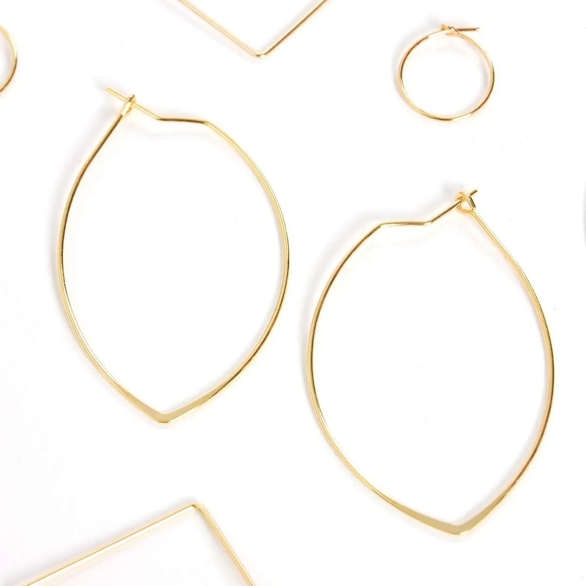 Marquise Threader Big Hoop Earrings for Women - Hypoallergenic and Safe for Sensitive Ears - Plated in 18k Gold or 925 Sterling Silver