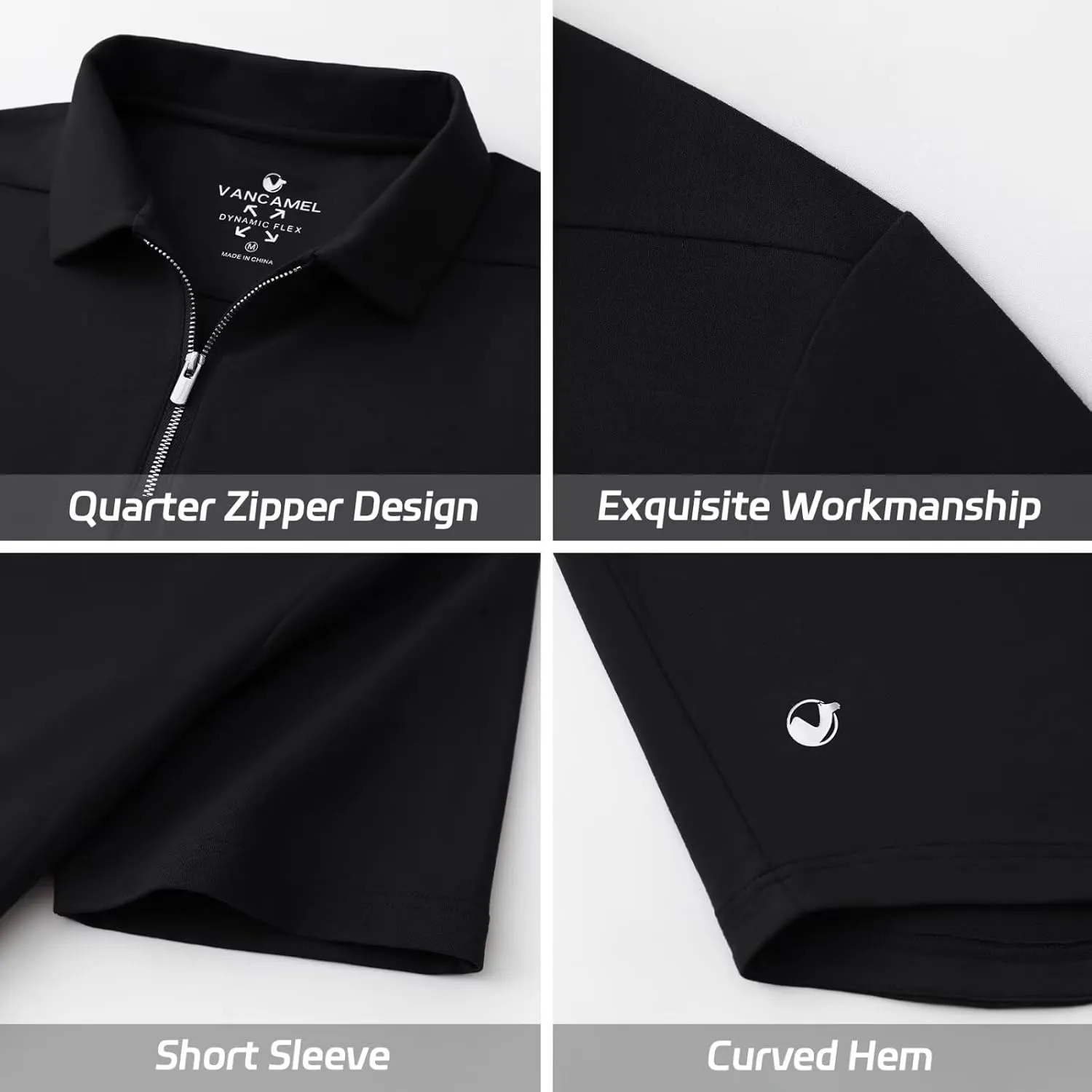 Mens Quarter Zip Polo Shirt Long and Short Sleeve Collared Shirts Moisture Wicking Performance Golf Polo Shirts