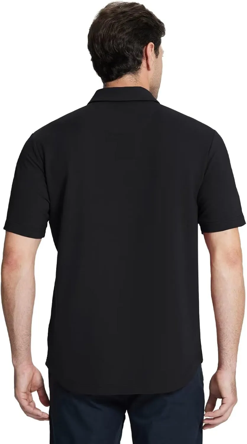 Mens Quarter Zip Polo Shirt Long and Short Sleeve Collared Shirts Moisture Wicking Performance Golf Polo Shirts