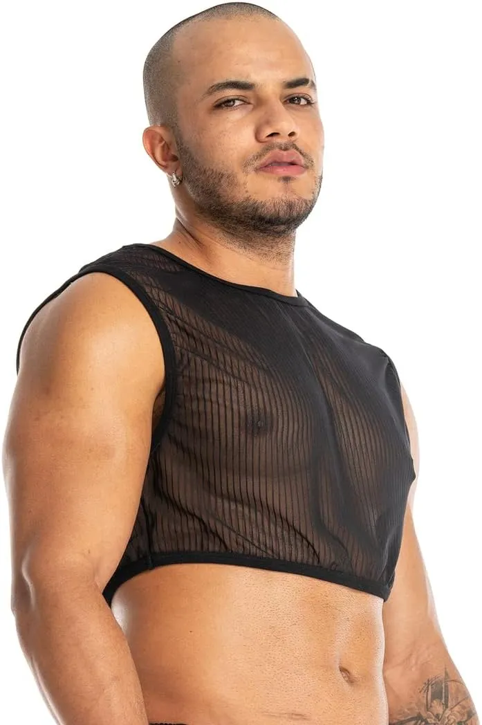 Men's Sexy Mesh Crop Tank Top for Party and Clubwear