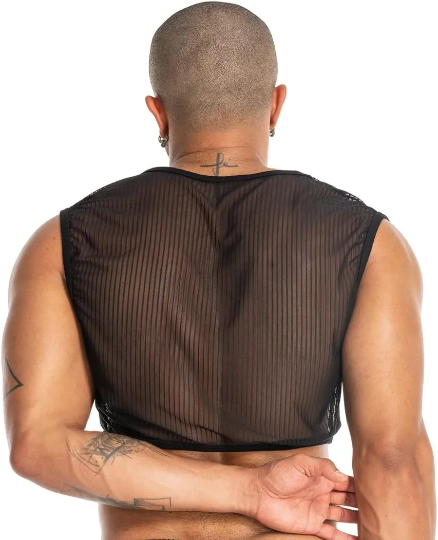 Men's Sexy Mesh Crop Tank Top for Party and Clubwear