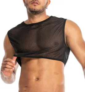 Men's Sexy Mesh Crop Tank Top for Party and Clubwear