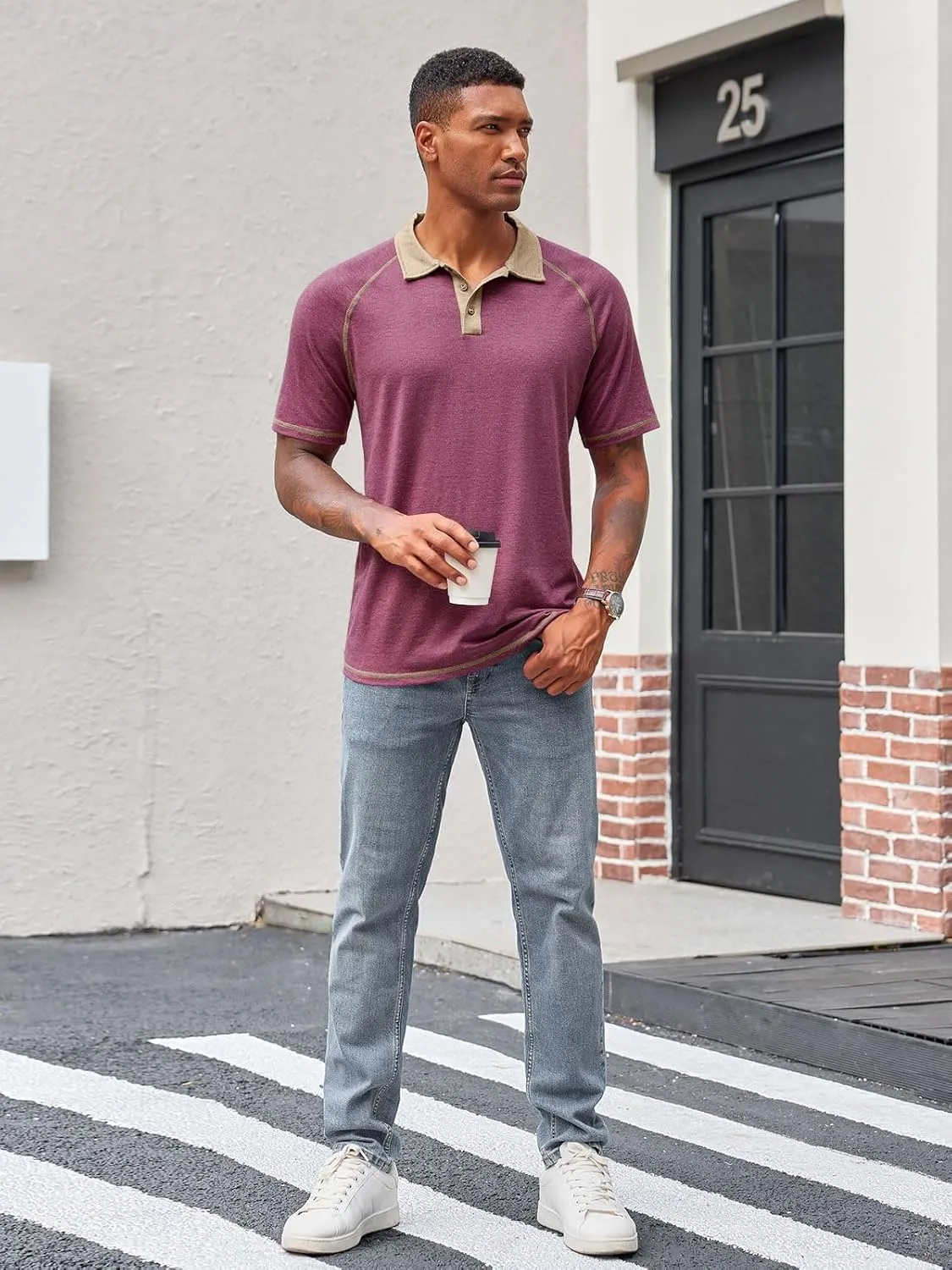 Runcati Men's Casual Polo Shirts Short Sleeve Lightweight Stretchy Golf Shirt Summer Beach Raglan Tops