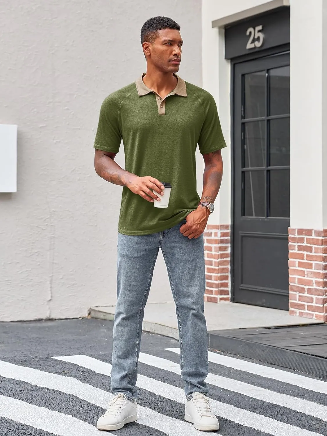 Runcati Men's Casual Polo Shirts Short Sleeve Lightweight Stretchy Golf Shirt Summer Beach Raglan Tops