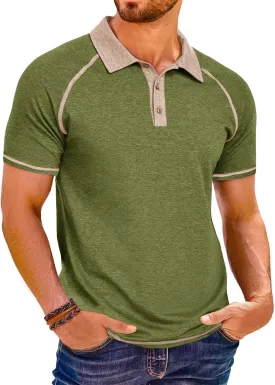 Runcati Men's Casual Polo Shirts Short Sleeve Lightweight Stretchy Golf Shirt Summer Beach Raglan Tops