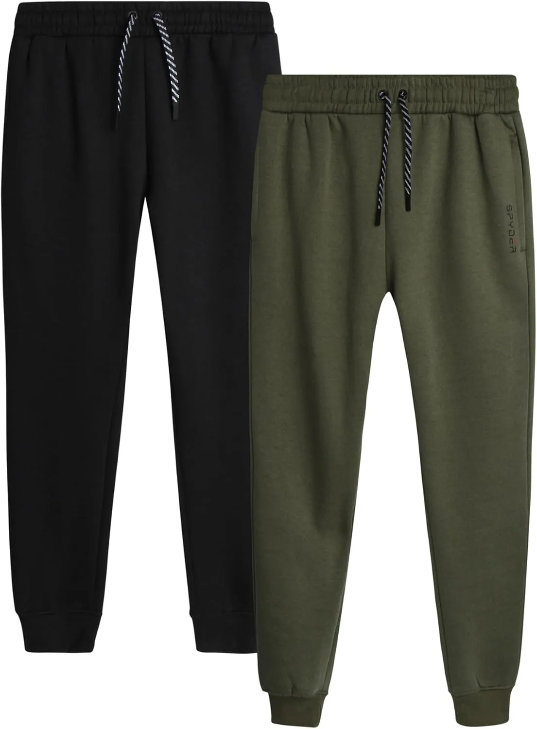 Spyder Mens Active Jogger Sweatpants - 2 Pack Athletic Fleece Workout Gym Joggers with Pockets and Drawcord (Sizes: S-XXL)