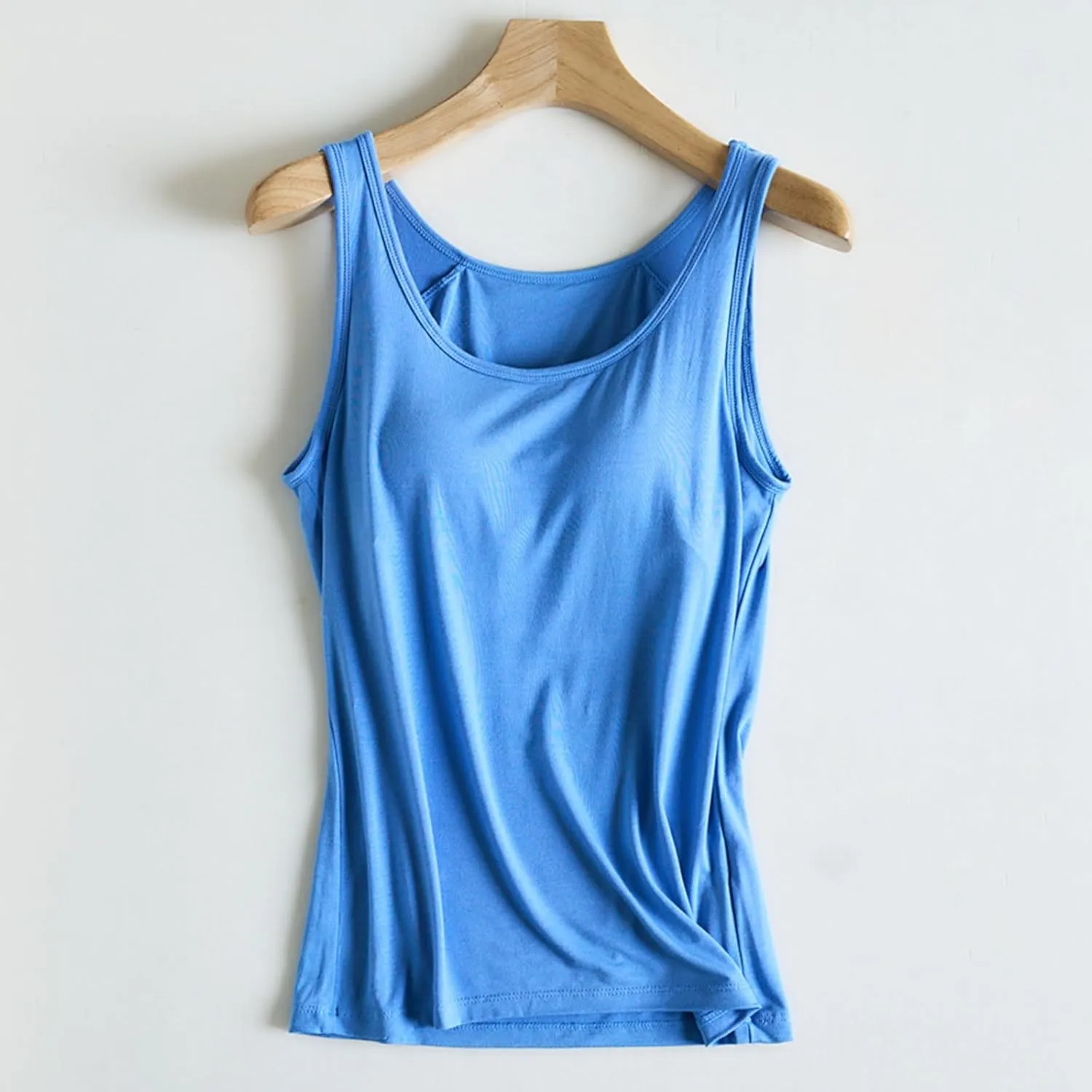 Tank Top with Built in Bra for Women Padded Summer Camisole Sleeveless Going out Top Casual Round Neck Yoga Cami Shirt