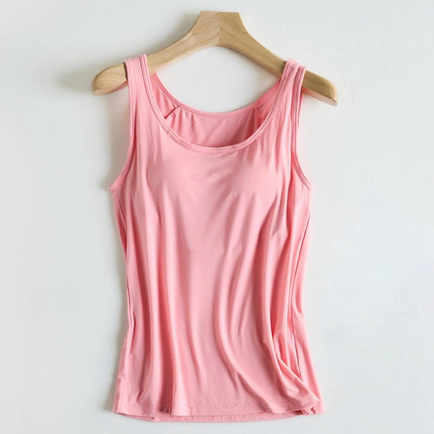 Tank Top with Built in Bra for Women Padded Summer Camisole Sleeveless Going out Top Casual Round Neck Yoga Cami Shirt