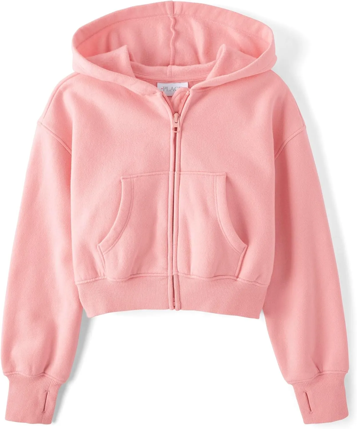 The Children's Place Girls' Long Sleeve Cropped Hooded Zip Up