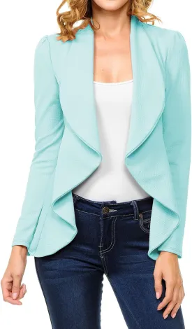 Women's Long Sleeve Classic Draped Open Front Lightweight Blazer(S-3XL)