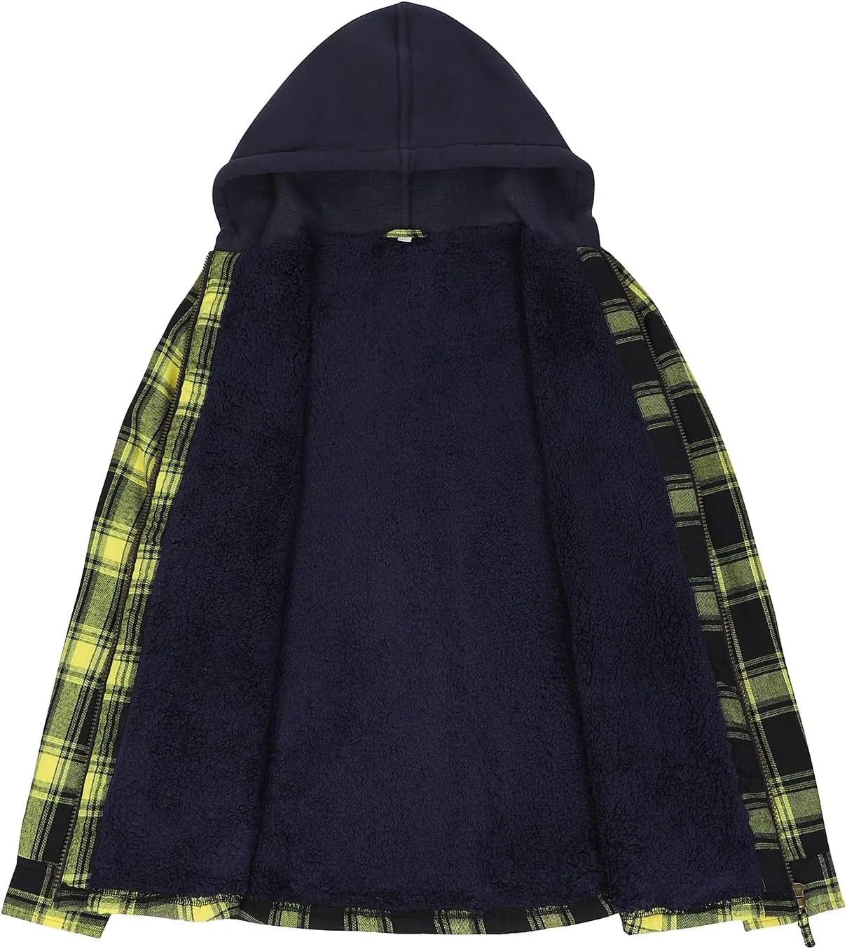 ZENTHACE Women's Hooded Flannel Shirt Jacket,Sherpa Lined Full Zip Fall Winter Plaid Shacket