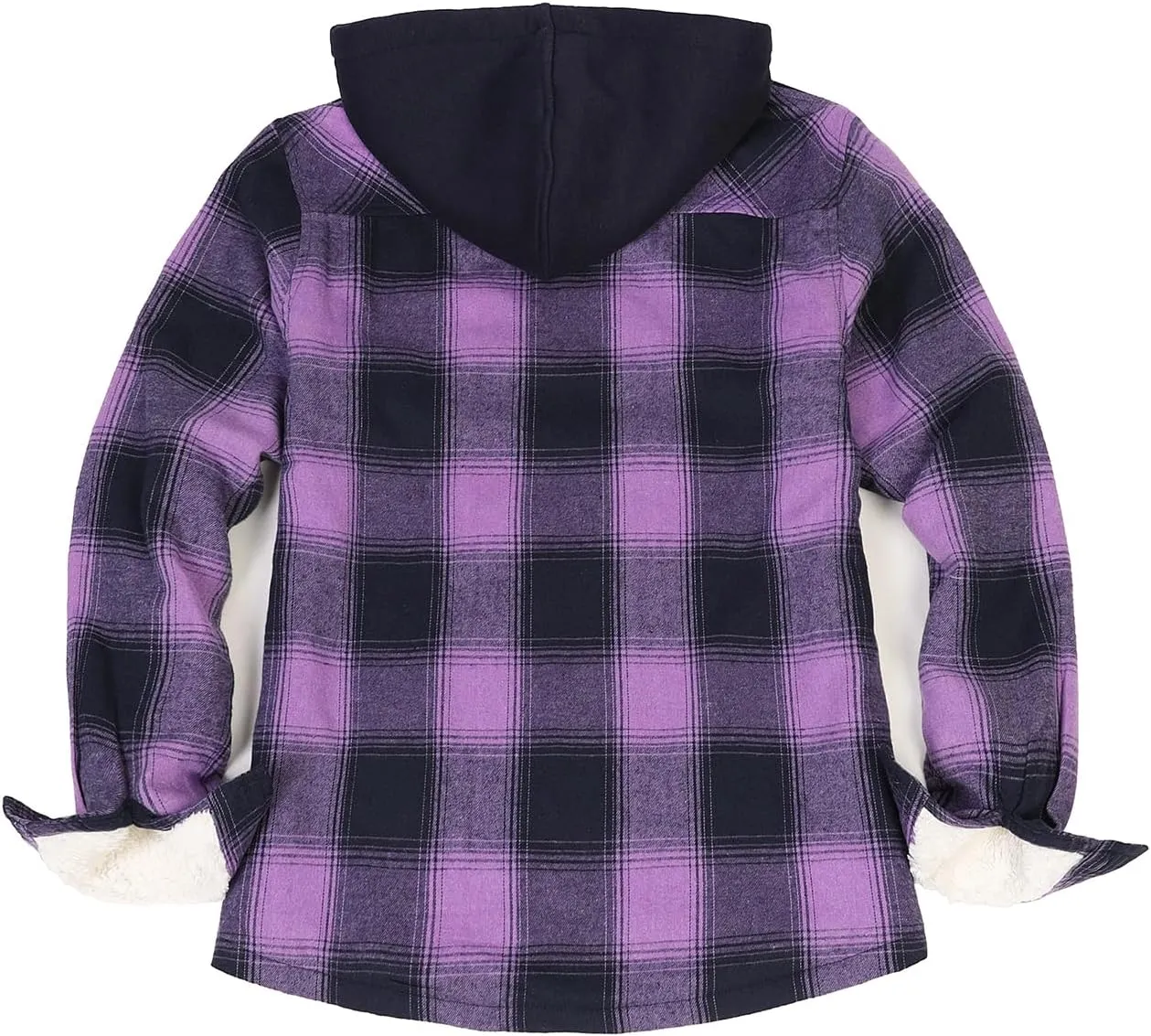 ZENTHACE Women's Hooded Flannel Shirt Jacket,Sherpa Lined Full Zip Fall Winter Plaid Shacket