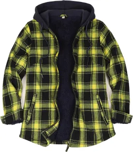 ZENTHACE Women's Hooded Flannel Shirt Jacket,Sherpa Lined Full Zip Fall Winter Plaid Shacket